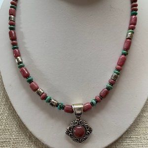 Carolyn Pollack 925 Rhodonite Turquoise Necklace